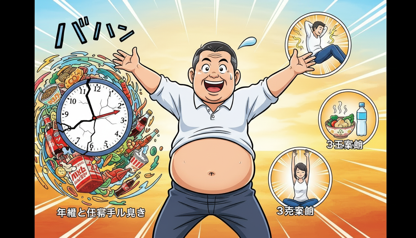 お腹の突出は加齢による自然な変化と生活習慣の蓄積が原因です