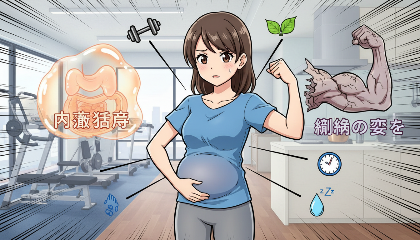 体重が変わらないのにお腹が出るのは「内臓脂肪」と「筋肉の衰え」が原因かもしれませんね